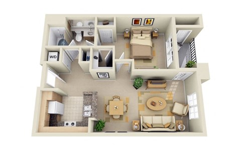 Floor plan for 1 bed, 1 bath